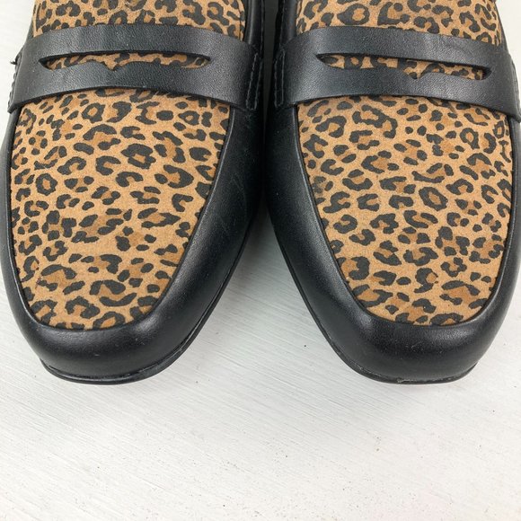 Clarks Collection Women's Size 8M Juliet Coast Black Leopard Brown Penny Loafers - Picture 4 of 13